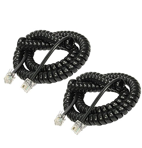 Yohii 2Pcs 12ft RJ9 Telephone Cord Extension Cable Landline Phone Handset Cord with 4P4C RJ9 Plugs