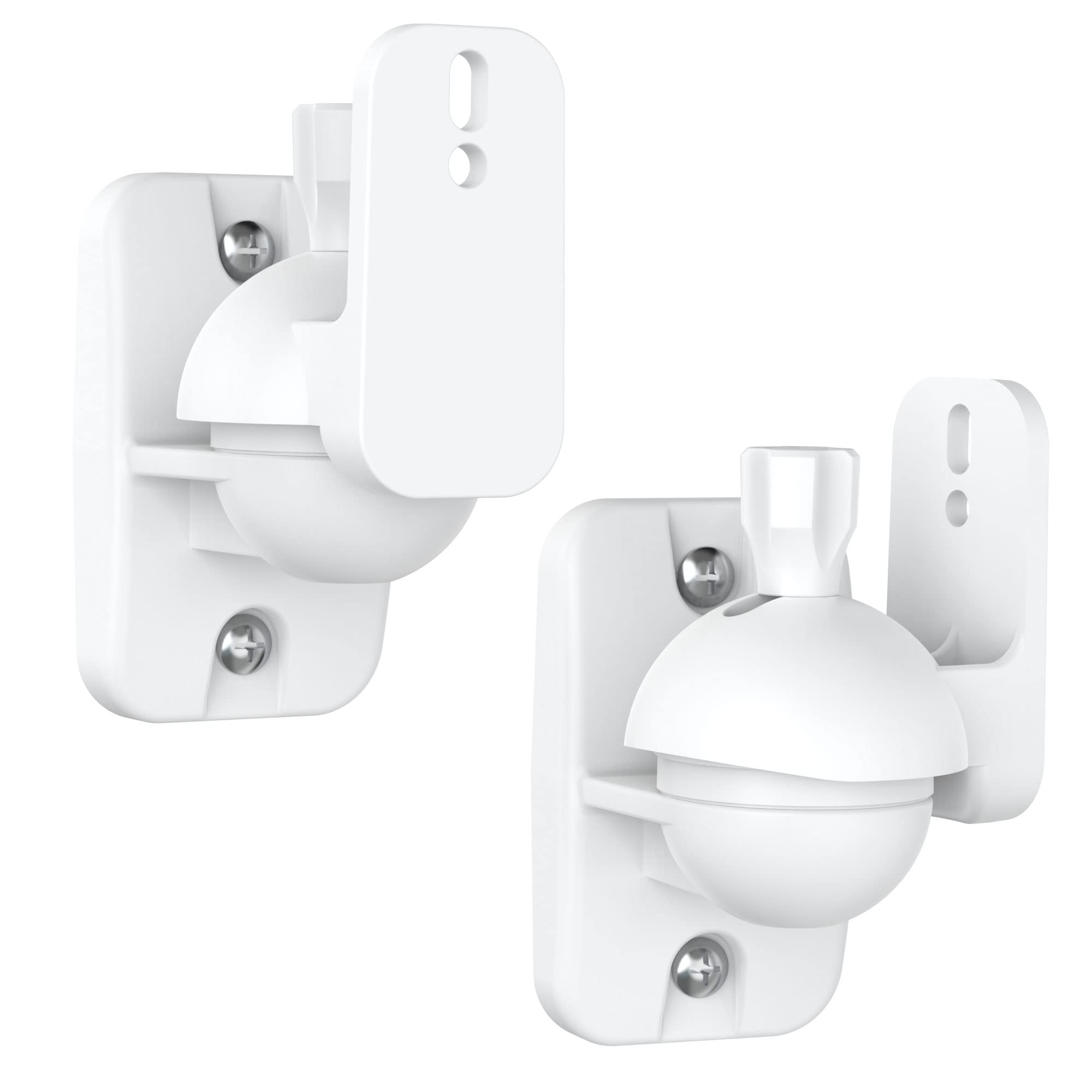 Cozycase Speaker Wall Mount Brackets with Fittings - Adjustable Satellite Speaker Wall Mount Kit | Rotatable | Tiltable for Surround Sound Speakers, Hold up to 7.7lbs, Black (White, 2 Packs)