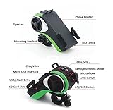 Bikonnect All(10)-In-1 Bike Speaker - Phone Mount Bluetooth Phone Answering Audio MP3 Player Phone Charger Bicycle LED Light Micro SD Card /USB Slot Aux Input Waterproof