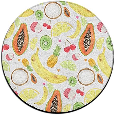 Pineapple Papaya Fruits Oriental Rug Indoor Outdoor 60cm Diameter