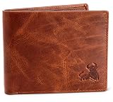 Bull Guard Mens RFID Blocking Bifold Wallet Soft Genuine Leather Brown Western