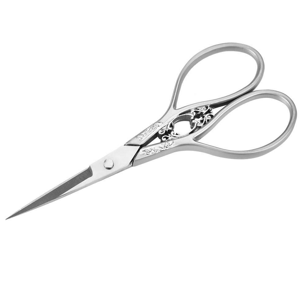 Hilitand Silver Scissors, Antique Stainless Steel Tailor Scissors, Household DIY Sewing Accessories, Dressmaking Thread Shears for Embroidery