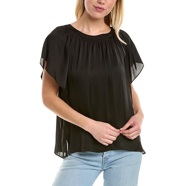 ヴィンスカムート Vince Camuto Pin Tuck Ruffle Sleeve Blouse レディース シャツ トップス クラシック Na Vince Camuto Pin Tuck Ruffle Sleeve Blouse Rich Black XS at