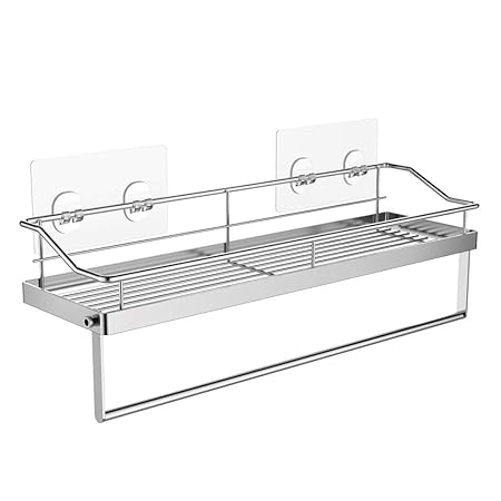 Orimade Duschkorb Duschablage mit Handtuchhalter für Badezimmer oder Küche Geschirrtuchhalter Helfer Selbstklebend Befestigen