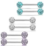 ORAZIO 6Pcs 14G 316L Stainless Steel Nipple Piercing CZ Barbell Belly Button Ring for Women