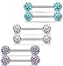 ORAZIO 6Pcs 14G 316L Stainless Steel Nipple Piercing CZ Barbell Belly Button Ring for Women