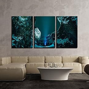 3 Piece Canvas Wall Art - a Man in Exploration of Mountains with Snow Covered - Modern Home Art Stretched and Framed Ready to Hang - 16"x24"x3 Panels