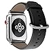 Apple Watch Band 42mm, Youkex Genuine Leather Strap with Silver Stainless Steel Buckle for iWatch Series 3, Series 2, Series 1 Sport and Edition Women Men (Black, 42mm)