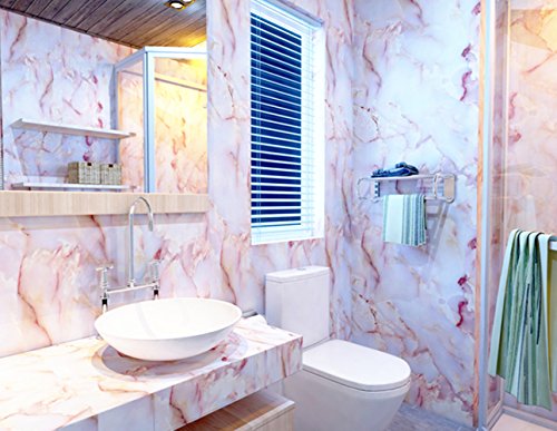 Amao Amber Pink Granite Look Marble Effect Counter Top Film Vinyl Self Adhesive Peel-Stick Wallpaper 15.7'' X 79''
