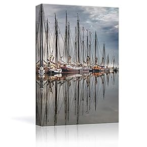 Canvas Wall Art - Boats Park at The Pier - Giclee Print Gallery Wrap Modern Home Art Ready to Hang - 12x18 inches