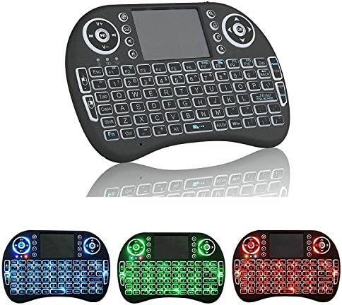 Backlit Mini Wireless Keyboard and Mouse Combo with Touchpad LED illuminated 2.4 GHz Remote Rechargeable Li-Ion Battery, Android TV Box Windows XP Vista 7 8 10