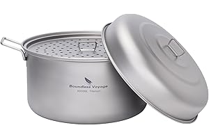 Boundless Voyage Titanium Steamer Soup Pot Outdoor Camping Cookware Lightweight Picnic Hiking Hanging Pot Portable Travel Hou