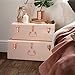 Beautify Blush Pink Vintage Style Steel Metal Storage Trunk Set Lockable and Decorative with Rose Gold Handles - College Dorm and Bedroom Footlocker Trunks