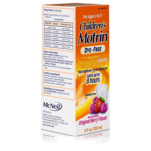Children's Motrin Oral Suspension Dye-Free Berry, Ibuprofen, Fever Reducer, 4 Oz - Thumbnail 4