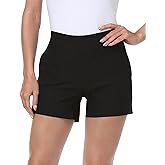 HDE Chino Shorts for Women 4" Inseam Elastic High Waisted Casual Summer Shorts