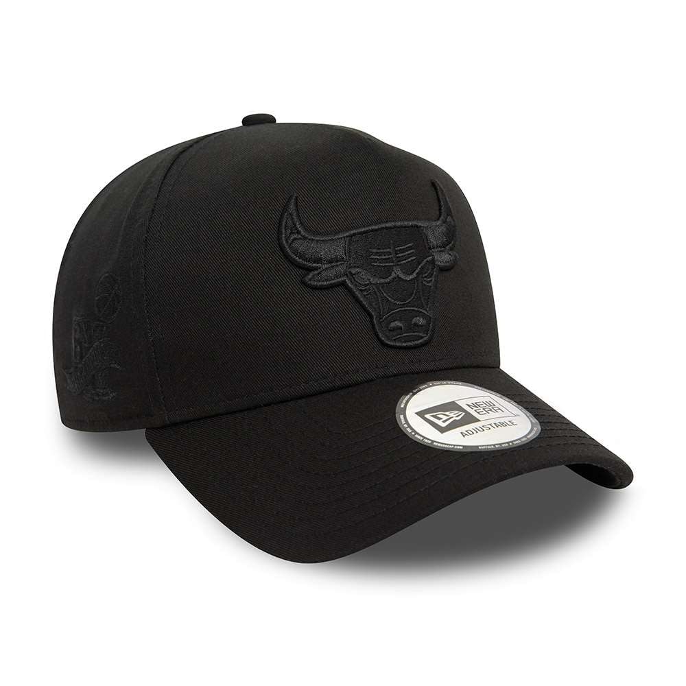 New Era Adult's 9Forty A Frame Monochrome NBA Chicago Bulls Baseball Cap Hat Black