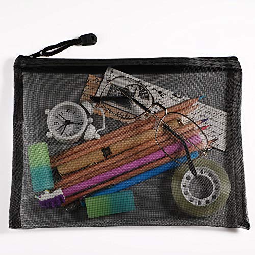 image for Norme 10 Pieces Black Mesh Bags Makeup Bags Cosmetic Travel Organizer 