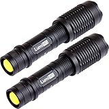 LumiHQ Ultra Bright LED Flashlight (2-Pack) LX1000 Falcon - Best High Lumen 5 Mode Handheld Flashlights, Zoomable, Water Resistant, Camping, Travel, Outdoor, Walking, Emergency