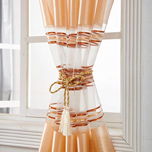 Clearance Sale!UMFun Leaves Sheer Curtain Tulle Window Treatment Voile Drape Valance 2 Panel Fabric (Coffee) - Thumbnail 4