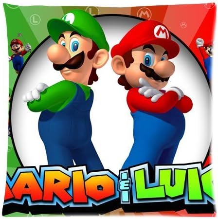 Super Mario and Luigi Custom 18x18 Inch Throw Cushion Cover Pillow Cases (Twin Sides)