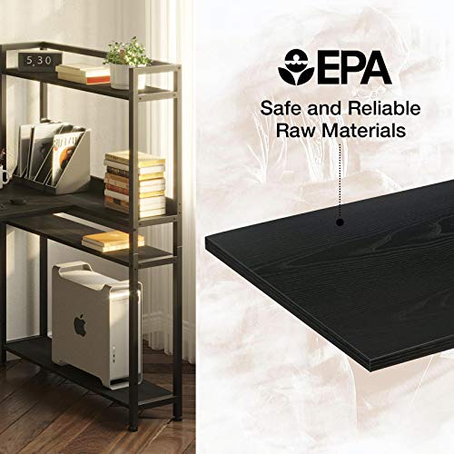 Rolanstar Computer Desk with Storage Shelves 47", Home Office Desk with 4Tier Reversible