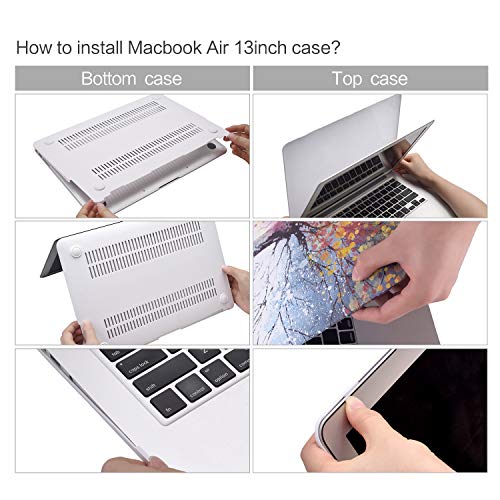 MacBook Air 13 Inch Case, TeenGrow Rubberized Plastic Hard Protective Laptop Case Shell with Keyboard Cover & Screen Protector for Mac Air 13" (Model: A1369/A1466), Colorful Tree