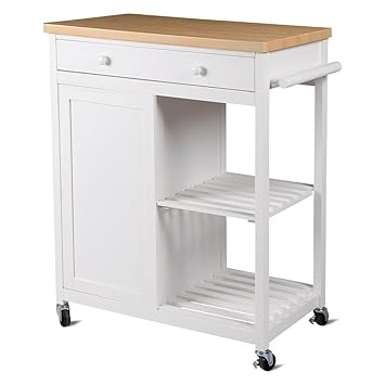 Yaheetech Kitchen Island Hollow Cart Wood Kitchen Trolley Cart