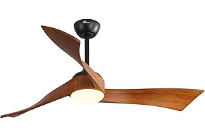 Sofucor 52 inch Solid Wood Ceiling Fan with Lights and Remote, Low Profile Brown Black Ceiling Fan with 3 Downrod, Outdoor Indoor Modern 3 Blade Ceiling Fan for Living Room Bedroom Farmhouse Patio