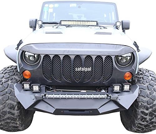Safaripal Jeep Wrangler Front Grille Grill for Jeep Wrangler Rubicon Sahara Sport Jk 2007-2017 Matte Black (Big Eyes Grille)