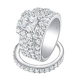 Wuziwen 4Ct Halo Engagement Rings Wedding Set for Women Sterling Silver Cross Cut AAA Cz Size 5-12