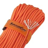 Titan SurvivorCord | Safety-Orange | 103 Feet | Patented Military Type III 550 Paracord/Parachute Cord (3/16" Diameter) with Integrated Fishing Line, Fire-Starter, and Utility Wire.