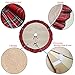 kingleder Natural Burlap Christmas Tree Skirt,48 Inch Large Double Layers Linen Burlap Xmas Tree Mat with Red Black Plaid Ruffle Edge for Christmas Holiday Decoration 2020 Gift Giving