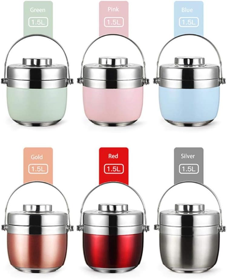 DFEIPING Stainless Steel Lunch Box Child Thermos Double Food Hot Water Bottle Children Portable Picnic School Food Container Box-in Lunch Boxes,Gold