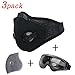 Activated Carbon Dustproof Mask 3Pack – Include 1 Pack Safety Glasses 1 Pack Filter, Filtration Exhaust Gas Anti Pollen Allergy PM2.5 Dust Mask Air Filter for Running Cycling DIY Outdoor Activities