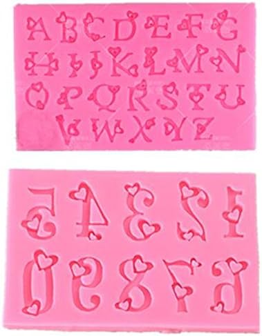 Nashinals Cake 2pcs/set Heart Alphabet Letter Silicone Fondant Mold Cake Decorating Tools Chocolate Gumpaste Baking Mould Molde
