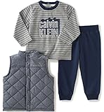 Calvin Klein Baby Vest with Zip-Front, Tee and Pants Set, Assorted, 6/9 Months