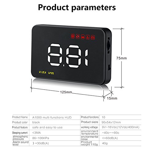 Car HUD, Junda Head UP Display Digital Car Speedometer Overspeed Alarm Measure Driving Speeding Warning Projector For All Cars - Thumbnail 6