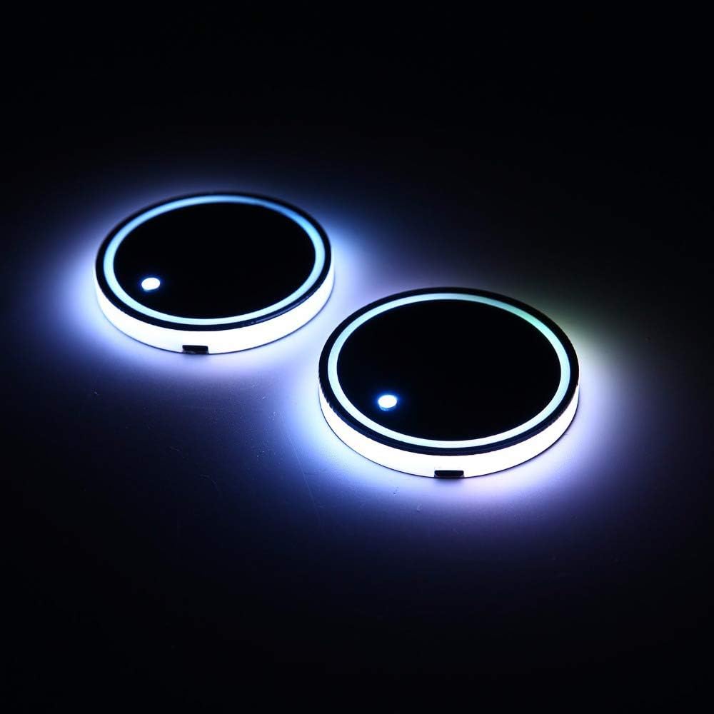 LED Cup Holder Lights, 2pcs LED Car Coasterss with 7 Colors Luminescent Light Cup Pad, USB Charging Cup Mat for Drink Coaster Accessories Interior Decoration Atmosphere Light.: Automotive