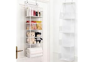 Over the Door Organizer with 4 Compartments, Large Capacity Closet Organizer with Clear Window, Lightweight Hanging Shelf for