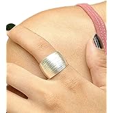 Sterling Silver Handmade Wide Convex Band Ring, Classic Semi-Shiny Finish Wrap Band, Adjustable to Sizes 6-11, Can fit Also as Thumb ring, Gift for Her
