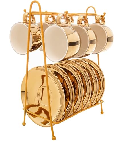 WOLFF - Conjunto 6 Xícaras de Chá de Porcelana com Pires Egg