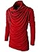 H2H Mens Unique Slim fit Fashionable Designed Shirring Long Sleeve T-shirts RED US S/Asia M (KMTTL0252)