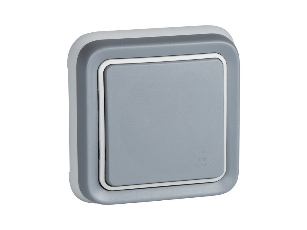 Legrand, Plexo 191510 Wall Switch, Waterproof IP55 Wall Switch, Surface Waterproof Plexo Range - Grey