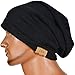 FORBUSITE Slouch Beanie for Men Women Summer Winter Long and Oversized Skull Cap B010 Black