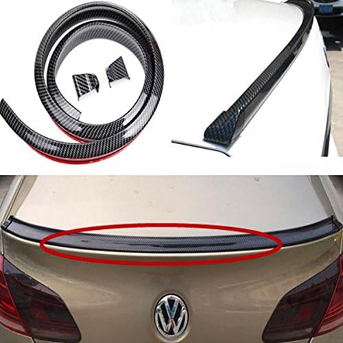 4.9ft/1.5M Universal Carbon Fiber Soft Styling Car Rear Roof Trunk Spoiler Wing Lip Trim Sticker Kit