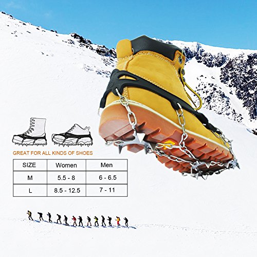 RENHAIGY Traction Ice Cleats Crampons Ice Snow Grips for Hiking Walking Climbing Fishing Jogging with Anti-Slip Microspikes Stainless Steel Spikes - Thumbnail 5