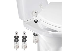LOVPPY Universal Toilet Seat Hinge Bolts Kit, Heavy Duty Toilet Bolts, Waterproof Stainless and Rubber Washers Gaskets with Extra Long Nut White Plastic Down Lock Screw for Fastening (Silver) (2)