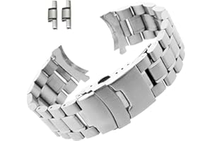 DAHASE Curved End Replacement Watch Band 18mm 20mm 22mm 24mm Stainless Steel Watchband Double Lock Buckle Wrist Belt Watch Strap SB5ZWT