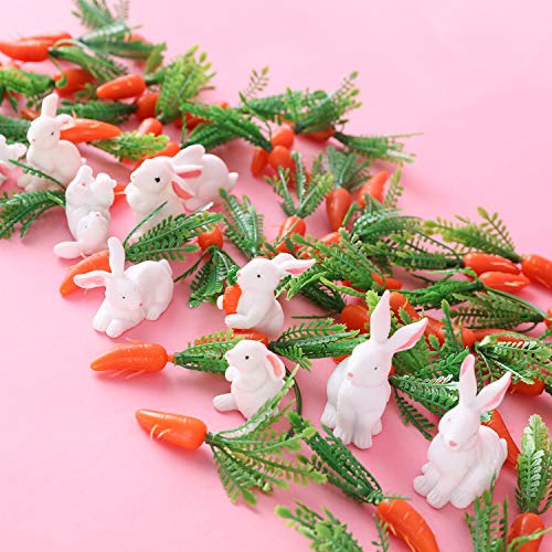 Fashionclubs 10pcs Mini Bunny Figurines Animal Characters Toys Cake Cupcake Toppers Miniature Rabbit Figures for Kids Playset Fairy Garden Easter Party Decorations