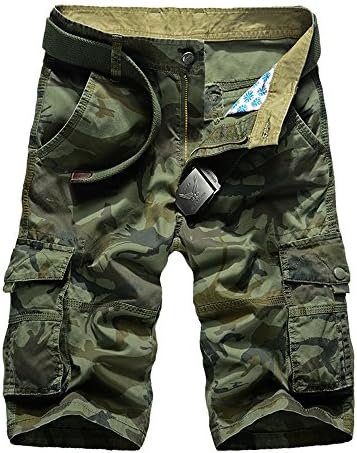 HANQIU Mens Cotton Camo Printed Tactical Cargo Shorts